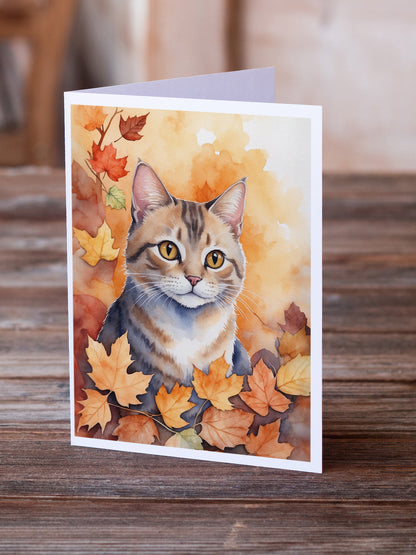 Caroline's Treasures Raas Cat in Fall Leaves Greeting Cards Pack of 8 Blank Cards with Envelopes Whimsical A7 Size 5x7 - image 2