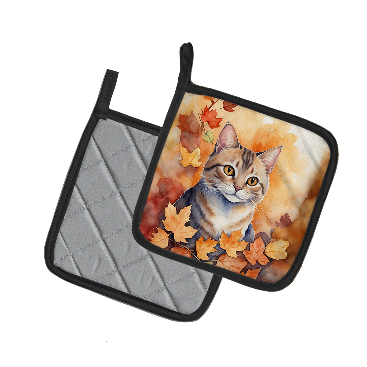 Caroline's Treasures Raas Cat in Fall Leaves Pair of Pot Holders Kitchen Heat Resistant Pot Holders Sets Oven Hot Pads - image 2