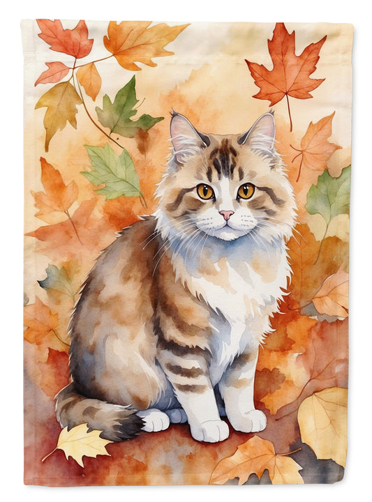 Caroline's Treasures Ragamuffin Cat in Fall Leaves House Flag Large Porch Sleeve Pole Decorative Outside Yard Banner