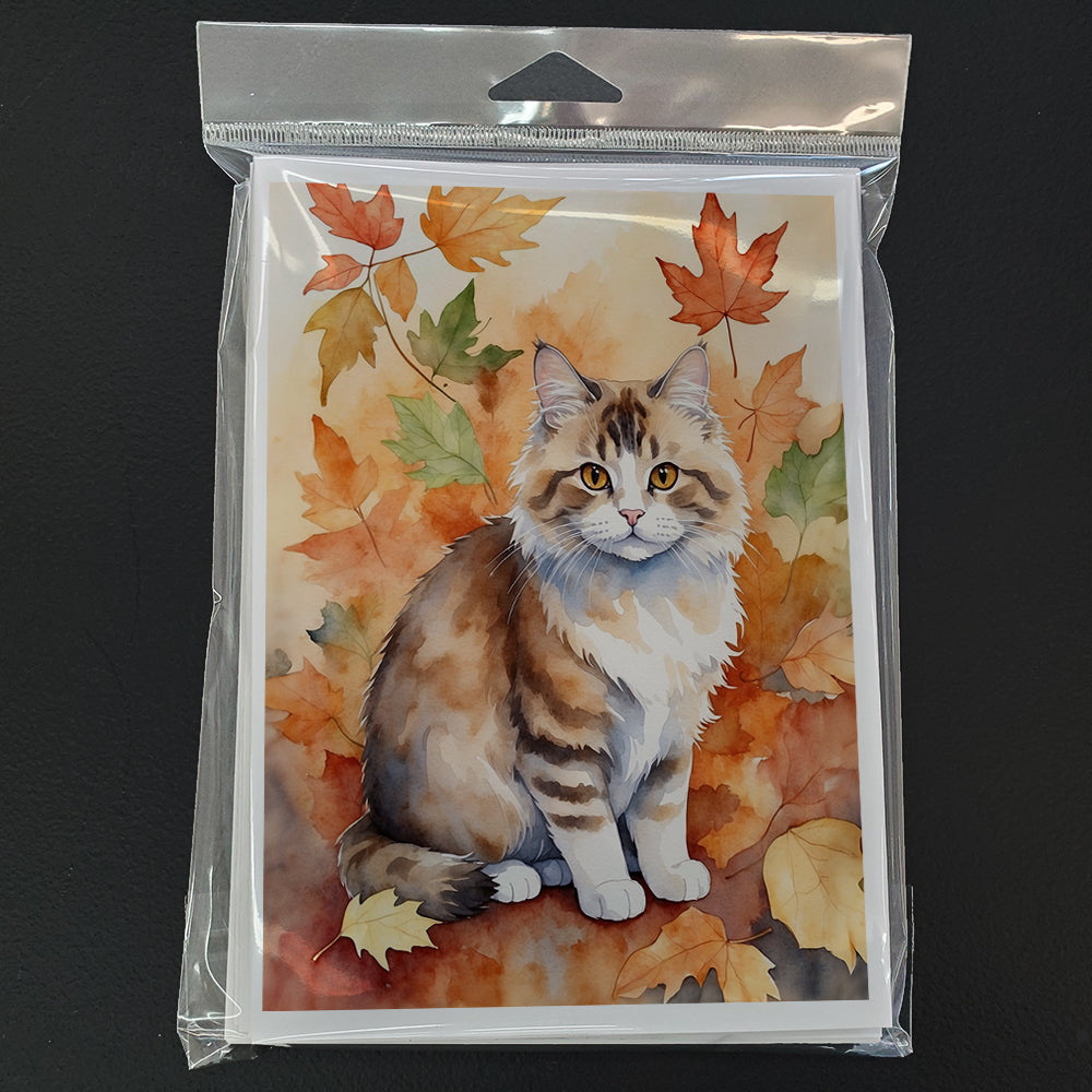 Caroline's Treasures Ragamuffin Cat in Fall Leaves Greeting Cards Pack of 8 Blank Cards with Envelopes Whimsical A7 - image 3