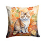 Caroline's Treasures Ragamuffin Cat in Fall Leaves Throw Pillow Machine Washable, Indoor Outdoor Decorative Pillow for