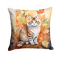 Caroline's Treasures Ragamuffin Cat in Fall Leaves Throw Pillow Machine Washable, Indoor Outdoor Decorative Pillow for