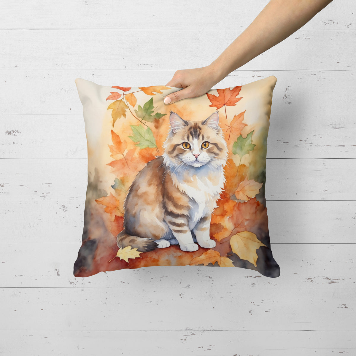 Caroline's Treasures Ragamuffin Cat in Fall Leaves Throw Pillow Machine Washable, Indoor Outdoor Decorative Pillow for - image 2