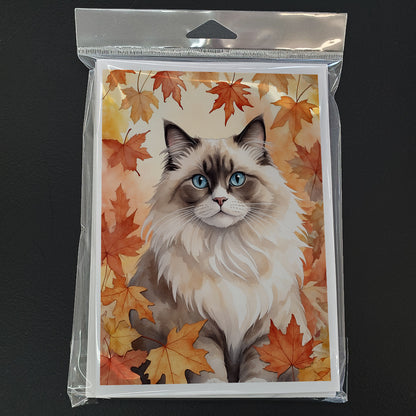 Caroline's Treasures Ragdoll Cat in Fall Leaves Greeting Cards Pack of 8 Blank Cards with Envelopes Whimsical A7 Size - image 3