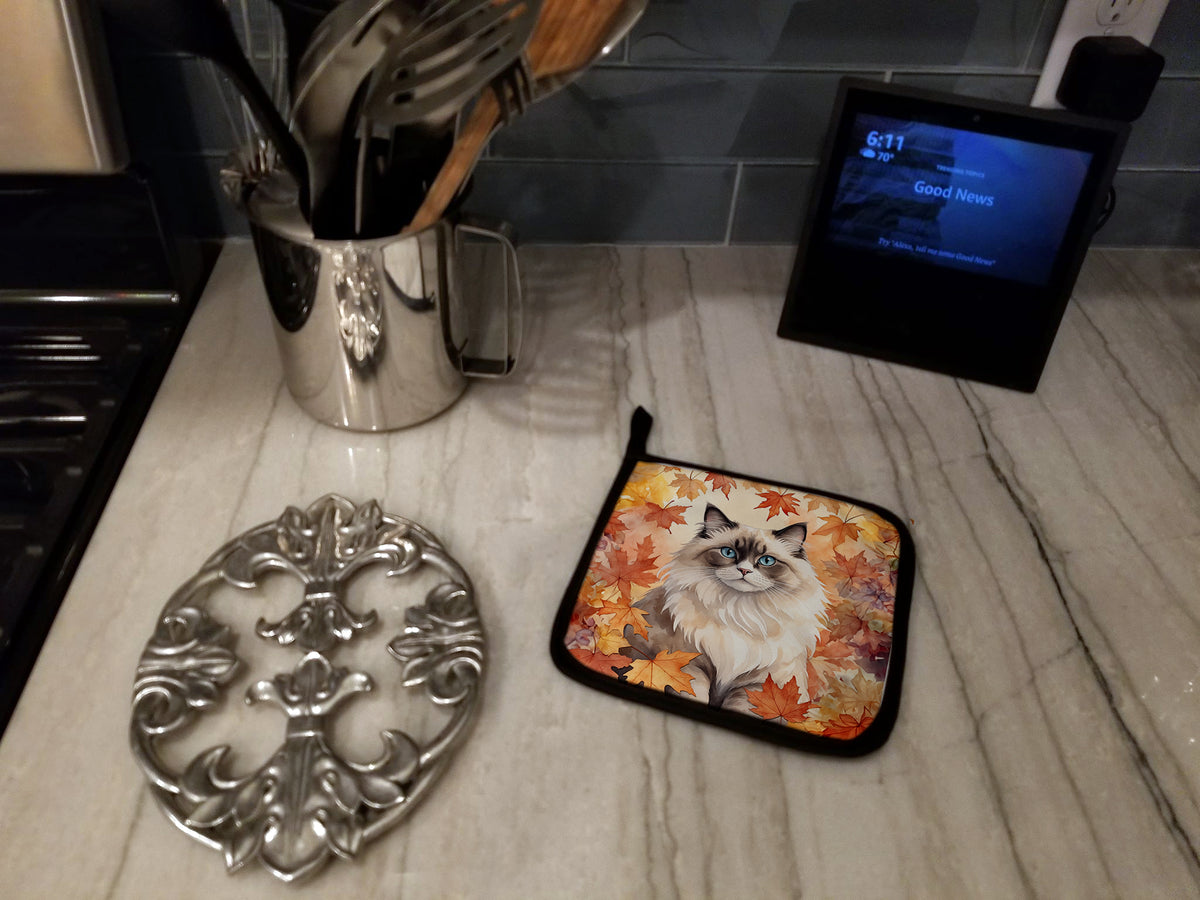 Caroline's Treasures Ragdoll Cat in Fall Leaves Pair of Pot Holders Kitchen Heat Resistant Pot Holders Sets Oven Hot - image 3