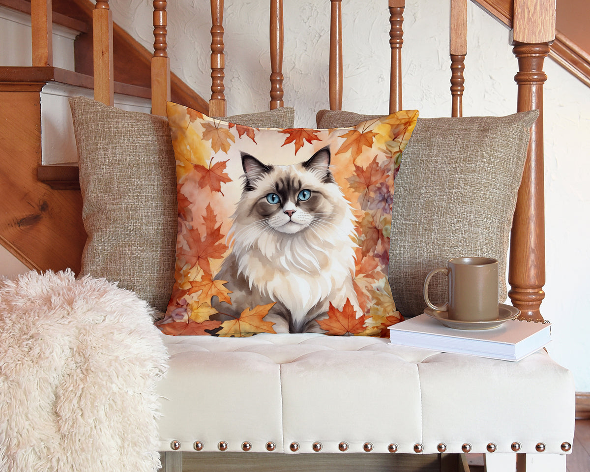 Caroline's Treasures Ragdoll Cat in Fall Leaves Throw Pillow Machine Washable, Indoor Outdoor Decorative Pillow for - image 3