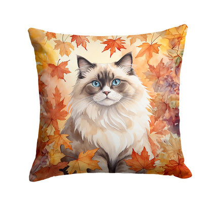 Caroline's Treasures Ragdoll Cat in Fall Leaves Throw Pillow Machine Washable, Indoor Outdoor Decorative Pillow for