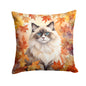 Caroline's Treasures Ragdoll Cat in Fall Leaves Throw Pillow Machine Washable, Indoor Outdoor Decorative Pillow for