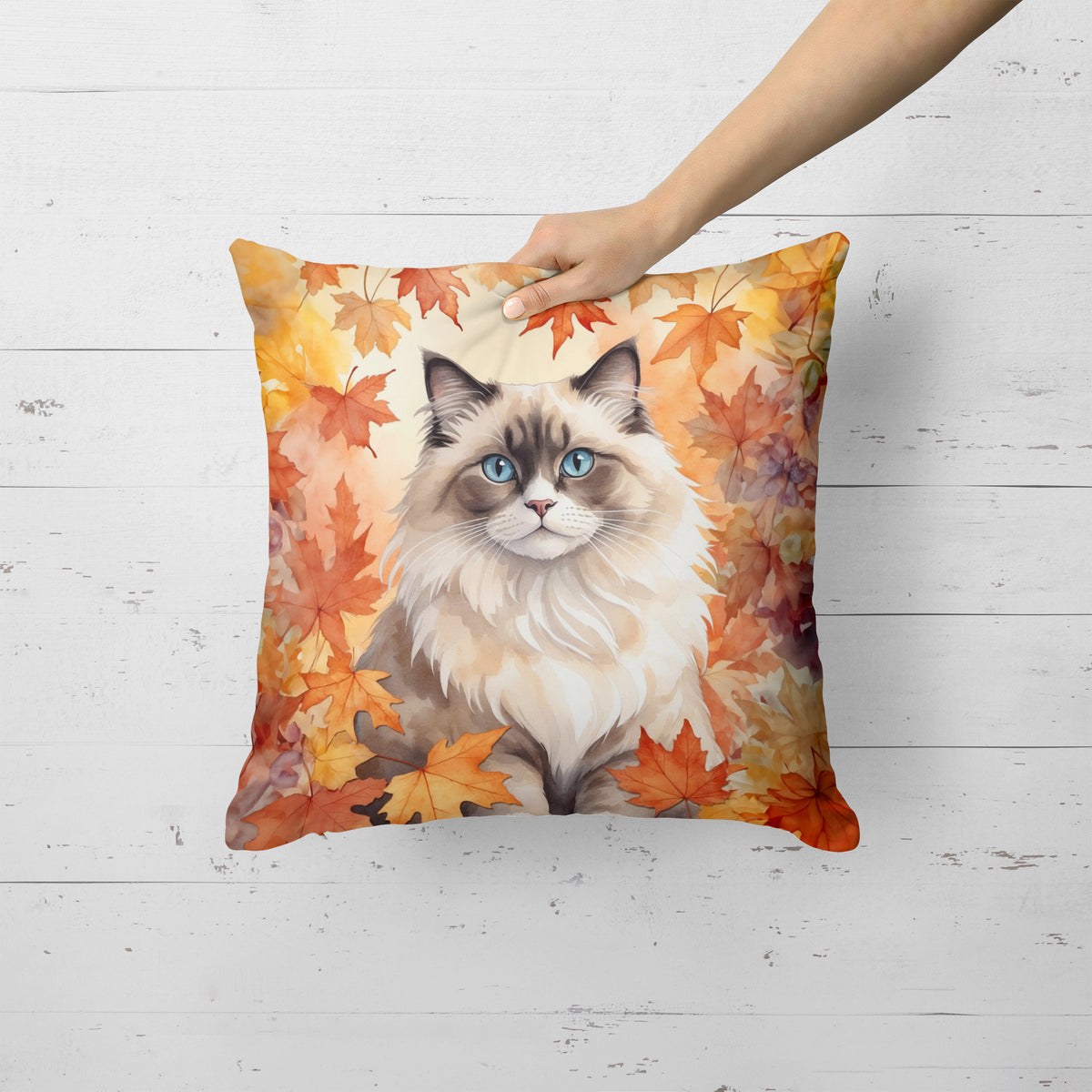 Caroline's Treasures Ragdoll Cat in Fall Leaves Throw Pillow Machine Washable, Indoor Outdoor Decorative Pillow for - image 2