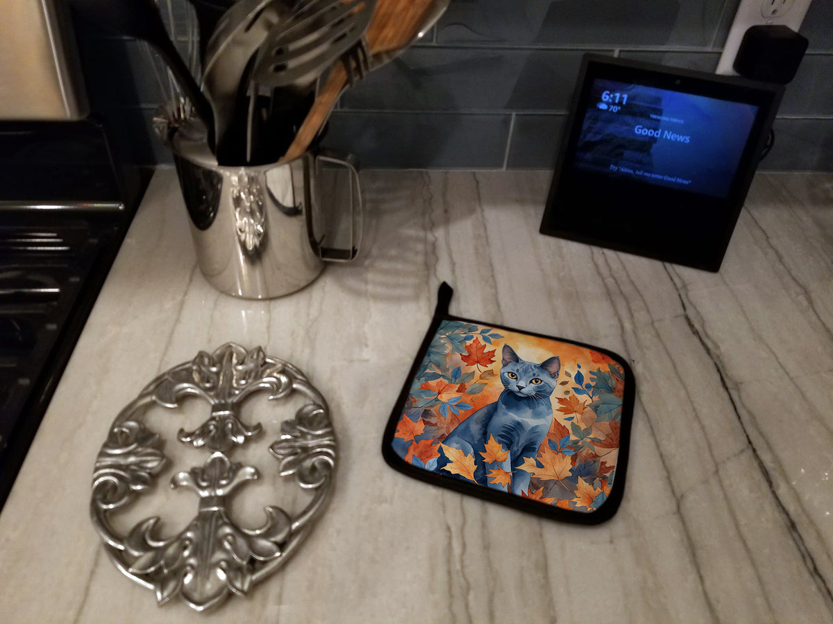 Caroline's Treasures Russian Blue Cat in Fall Leaves Pair of Pot Holders Kitchen Heat Resistant Pot Holders Sets Oven - image 3