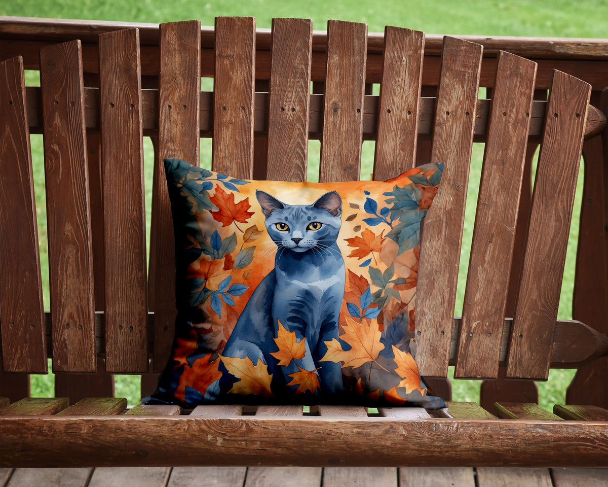 Caroline's Treasures Russian Blue Cat in Fall Leaves Throw Pillow Machine Washable, Indoor Outdoor Decorative Pillow - image 2