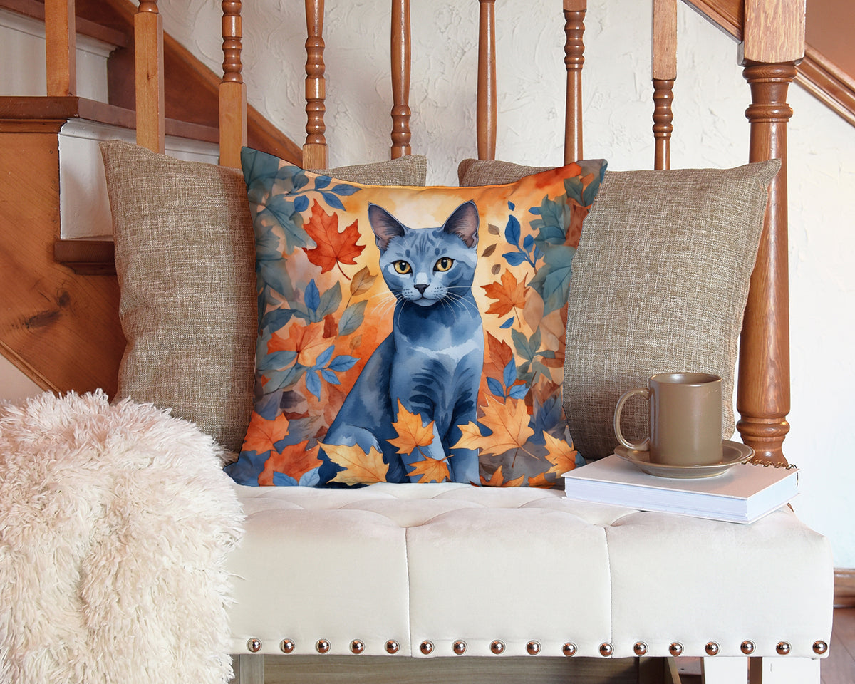 Caroline's Treasures Russian Blue Cat in Fall Leaves Throw Pillow Machine Washable, Indoor Outdoor Decorative Pillow - image 3
