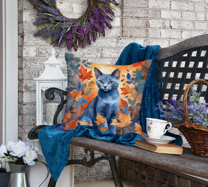 Caroline's Treasures Russian Blue Cat in Fall Leaves Throw Pillow Machine Washable, Indoor Outdoor Decorative Pillow - image 4