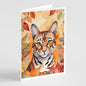 Caroline's Treasures Safari Cat in Fall Leaves Greeting Cards Pack of 8 Blank Cards with Envelopes Whimsical A7 Size