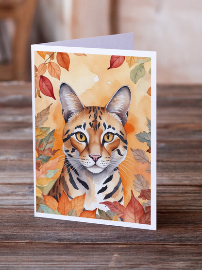 Caroline's Treasures Safari Cat in Fall Leaves Greeting Cards Pack of 8 Blank Cards with Envelopes Whimsical A7 Size - image 2