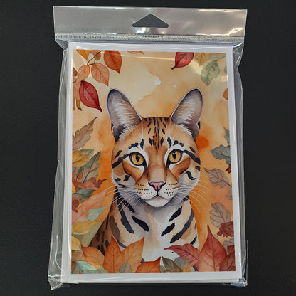 Caroline's Treasures Safari Cat in Fall Leaves Greeting Cards Pack of 8 Blank Cards with Envelopes Whimsical A7 Size - image 3