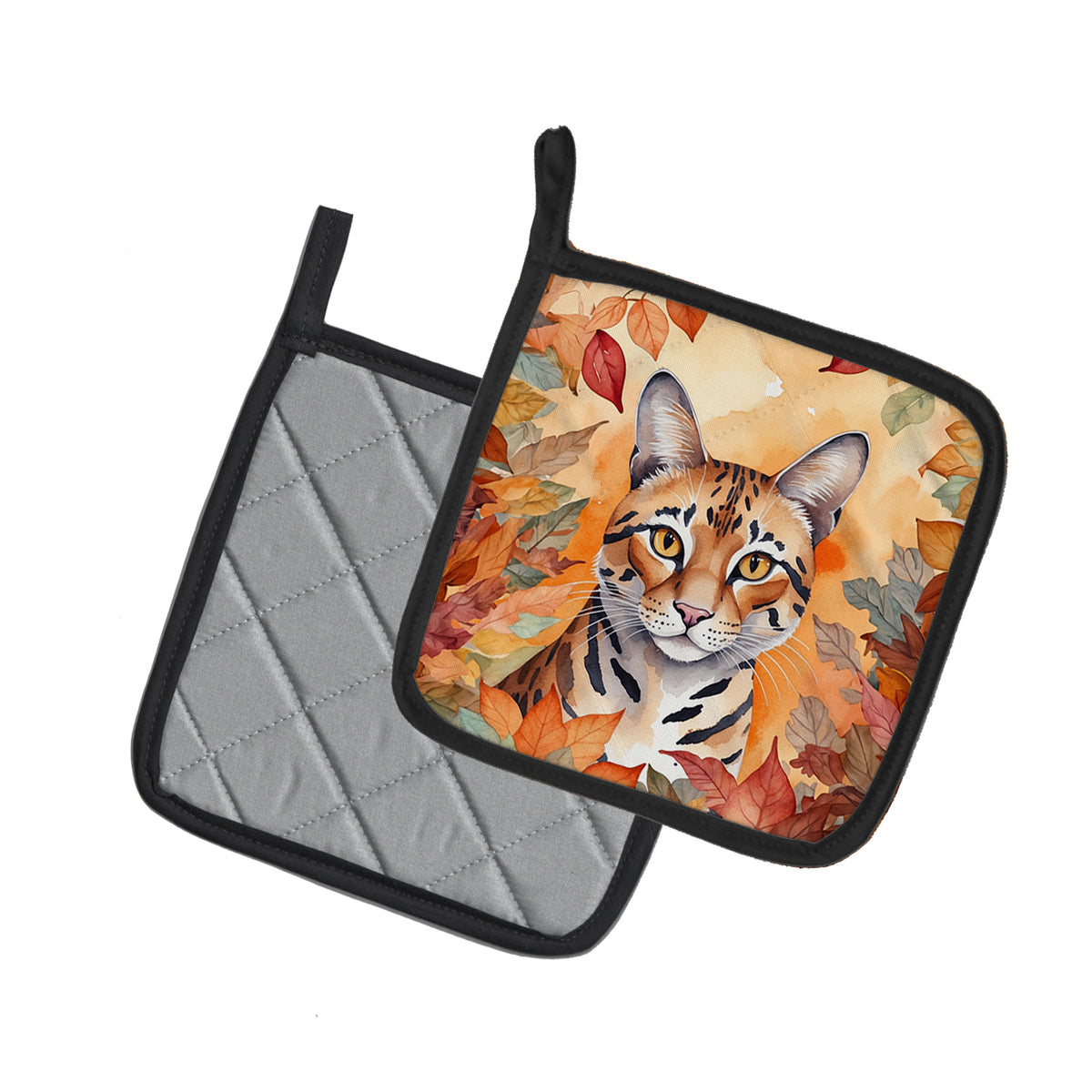 Caroline's Treasures Safari Cat in Fall Leaves Pair of Pot Holders Kitchen Heat Resistant Pot Holders Sets Oven Hot - image 2