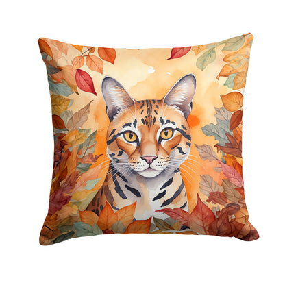 Caroline's Treasures Safari Cat in Fall Leaves Throw Pillow Machine Washable, Indoor Outdoor Decorative Pillow for