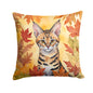 Caroline's Treasures Savannah Cat in Fall Leaves Throw Pillow Machine Washable, Indoor Outdoor Decorative Pillow for