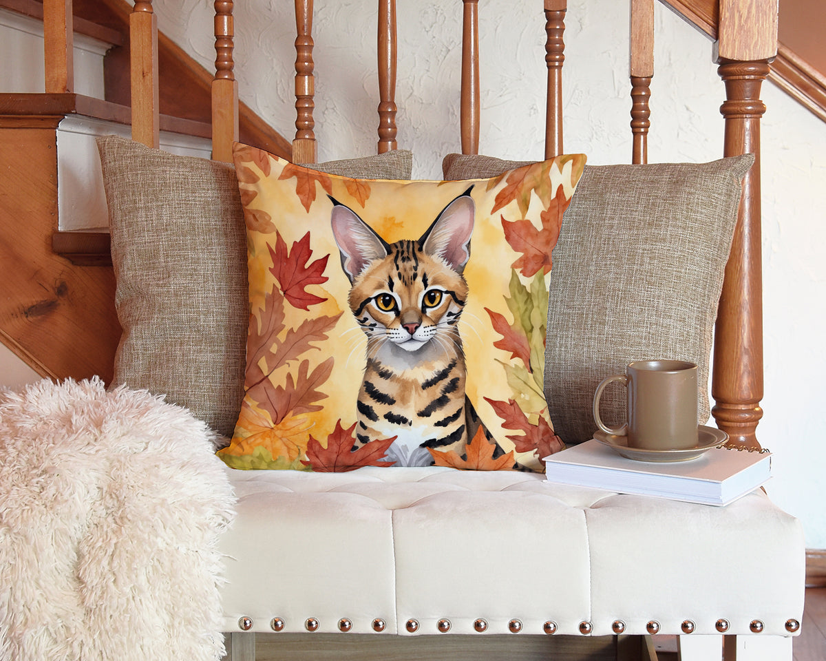 Caroline's Treasures Savannah Cat in Fall Leaves Throw Pillow Machine Washable, Indoor Outdoor Decorative Pillow for - image 3