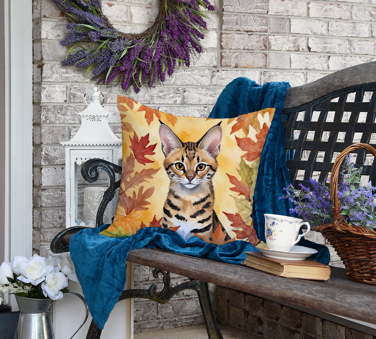 Caroline's Treasures Savannah Cat in Fall Leaves Throw Pillow Machine Washable, Indoor Outdoor Decorative Pillow for - image 4