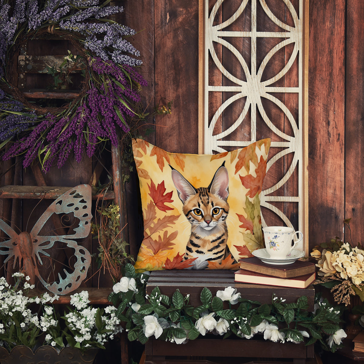 Caroline's Treasures Savannah Cat in Fall Leaves Throw Pillow Machine Washable, Indoor Outdoor Decorative Pillow for - image 6