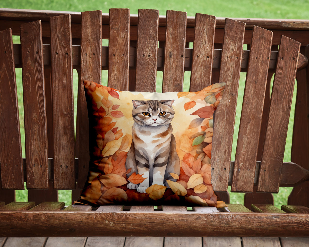 Caroline's Treasures Scottish Fold Cat in Fall Leaves Throw Pillow Machine Washable, Indoor Outdoor Decorative Pillow - image 2