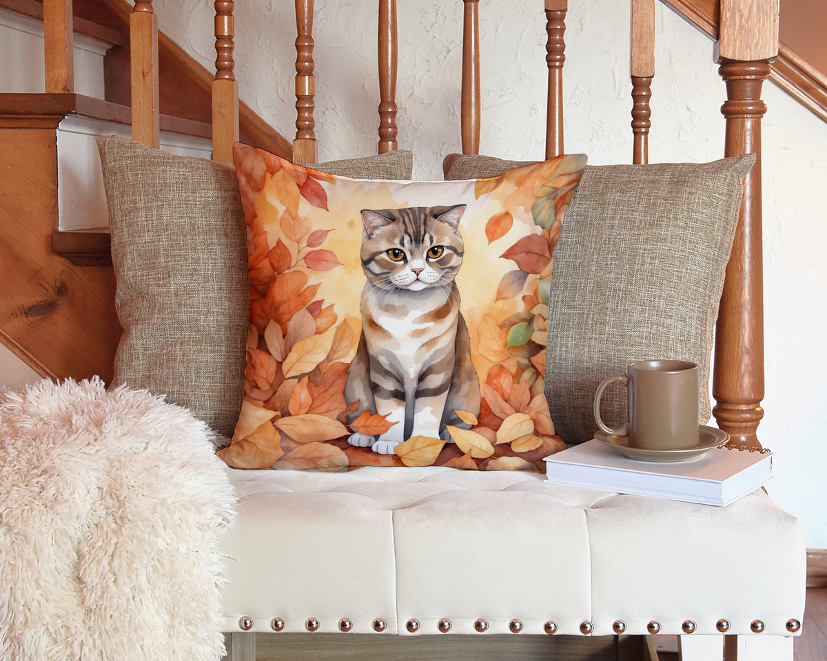 Caroline's Treasures Scottish Fold Cat in Fall Leaves Throw Pillow Machine Washable, Indoor Outdoor Decorative Pillow - image 3