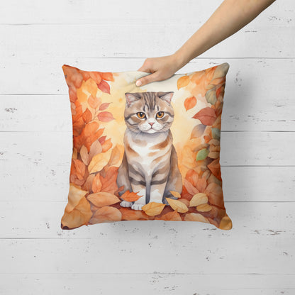 Caroline's Treasures Scottish Fold Cat in Fall Leaves Throw Pillow Machine Washable, Indoor Outdoor Decorative Pillow - image 2