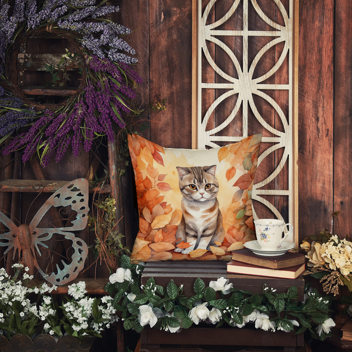 Caroline's Treasures Scottish Fold Cat in Fall Leaves Throw Pillow Machine Washable, Indoor Outdoor Decorative Pillow - image 6