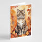 Caroline's Treasures Selkirk Rex Cat in Fall Leaves Greeting Cards Pack of 8 Blank Cards with Envelopes Whimsical A7