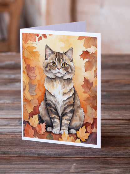 Caroline's Treasures Selkirk Rex Cat in Fall Leaves Greeting Cards Pack of 8 Blank Cards with Envelopes Whimsical A7 - image 2