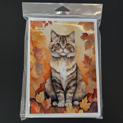 Caroline's Treasures Selkirk Rex Cat in Fall Leaves Greeting Cards Pack of 8 Blank Cards with Envelopes Whimsical A7 - image 3