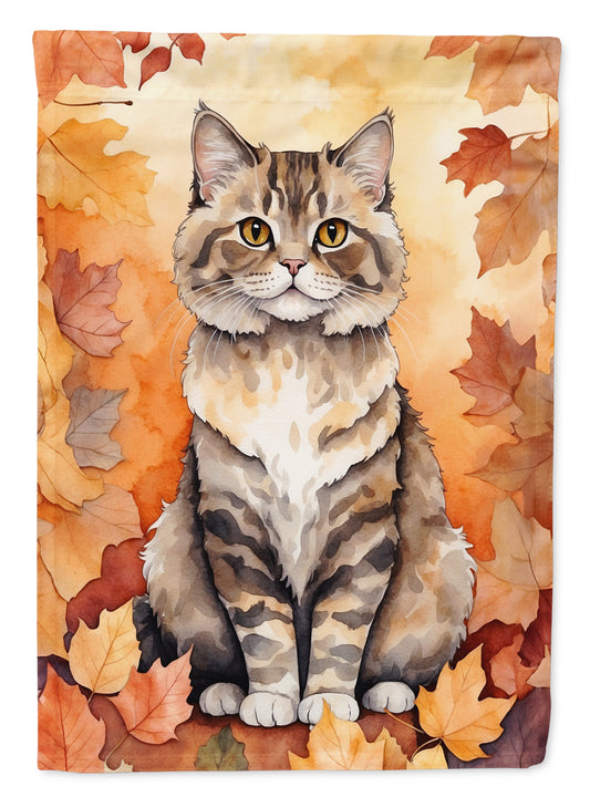 Caroline's Treasures Selkirk Rex Cat in Fall Leaves Garden Flag Mailbox Flag Decorative Yard Flag Banner Outside Patio