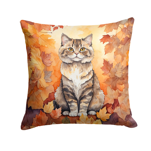 Caroline's Treasures Selkirk Rex Cat in Fall Leaves Throw Pillow Machine Washable, Indoor Outdoor Decorative Pillow for