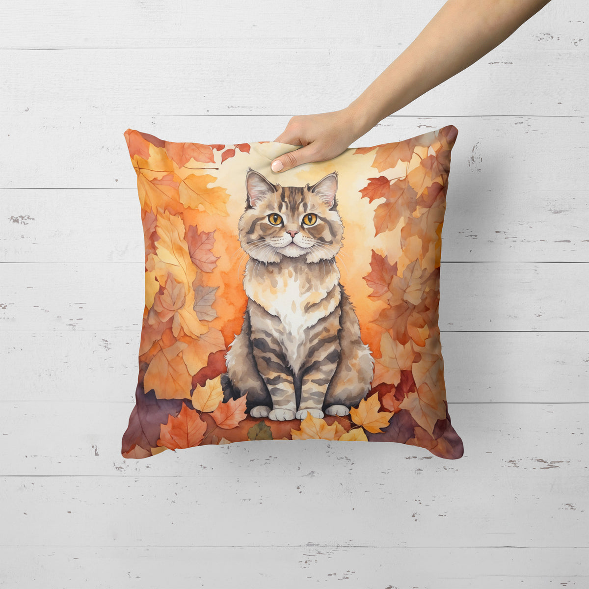 Caroline's Treasures Selkirk Rex Cat in Fall Leaves Throw Pillow Machine Washable, Indoor Outdoor Decorative Pillow for - image 2