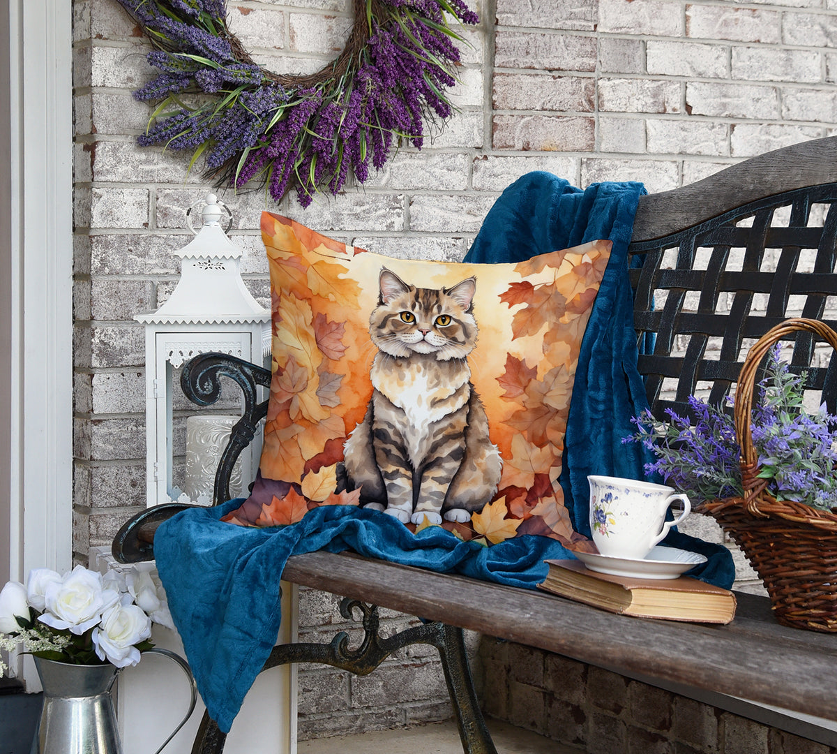 Caroline's Treasures Selkirk Rex Cat in Fall Leaves Throw Pillow Machine Washable, Indoor Outdoor Decorative Pillow for - image 4