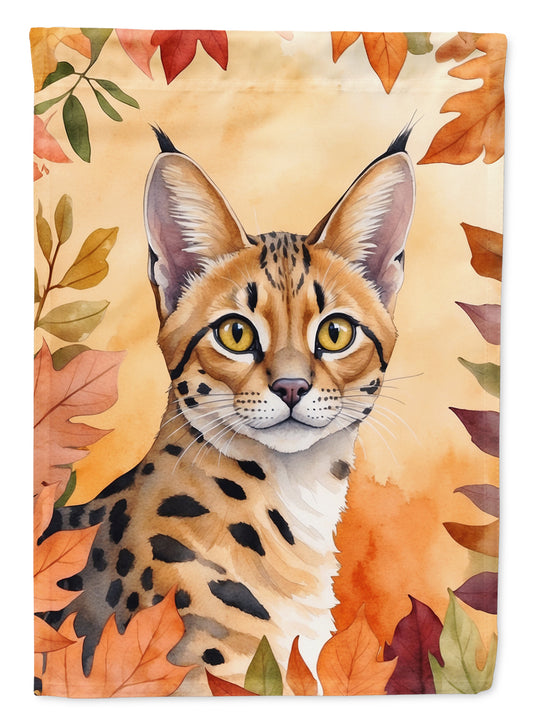 Caroline's Treasures Serengeti Cat in Fall Leaves Garden Flag Mailbox Flag Decorative Yard Flag Banner Outside Patio