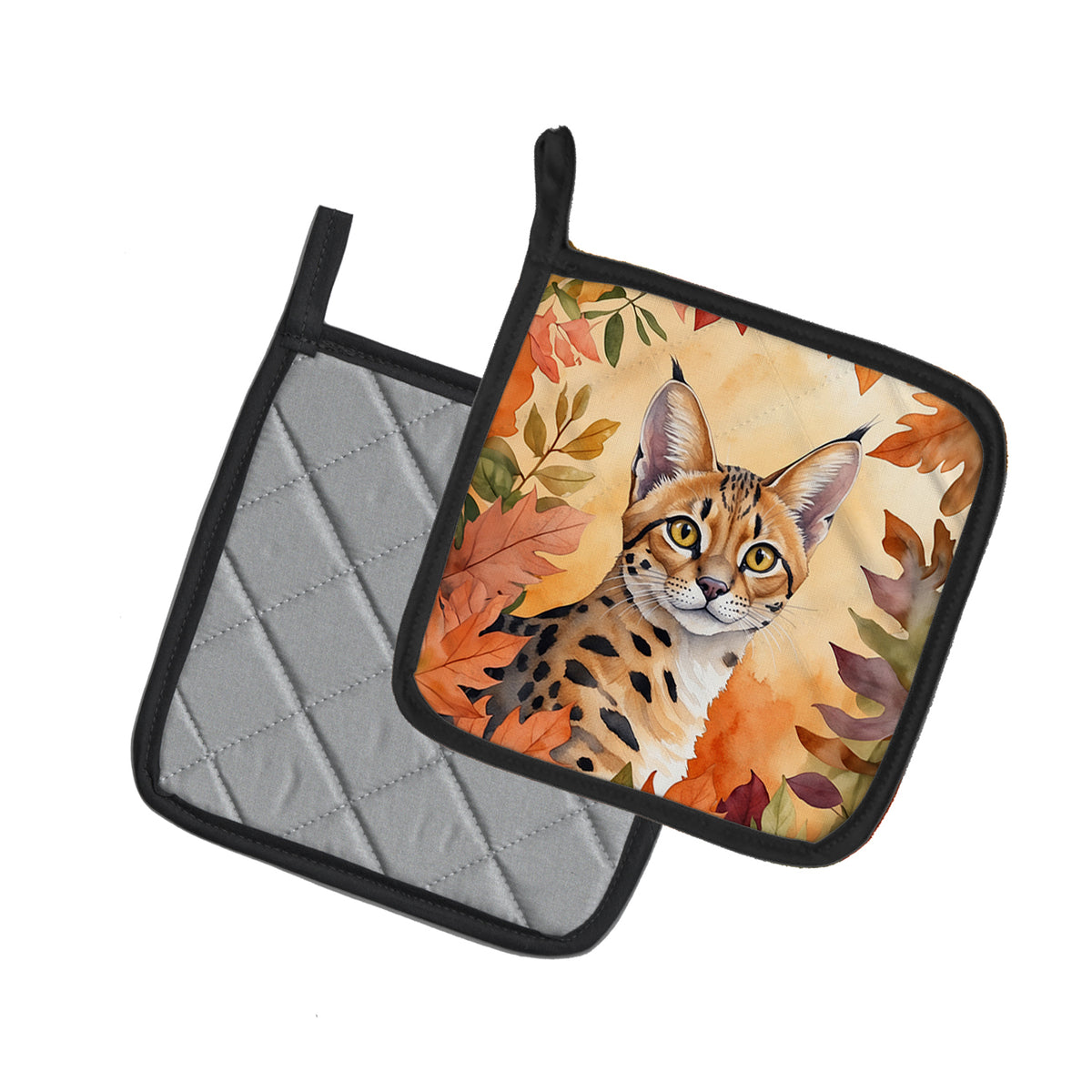 Caroline's Treasures Serengeti Cat in Fall Leaves Pair of Pot Holders Kitchen Heat Resistant Pot Holders Sets Oven Hot - image 2