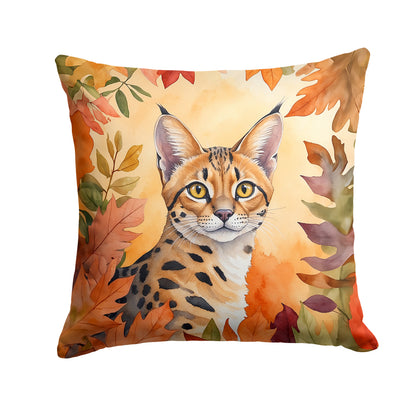 Caroline's Treasures Serengeti Cat in Fall Leaves Throw Pillow Machine Washable, Indoor Outdoor Decorative Pillow for