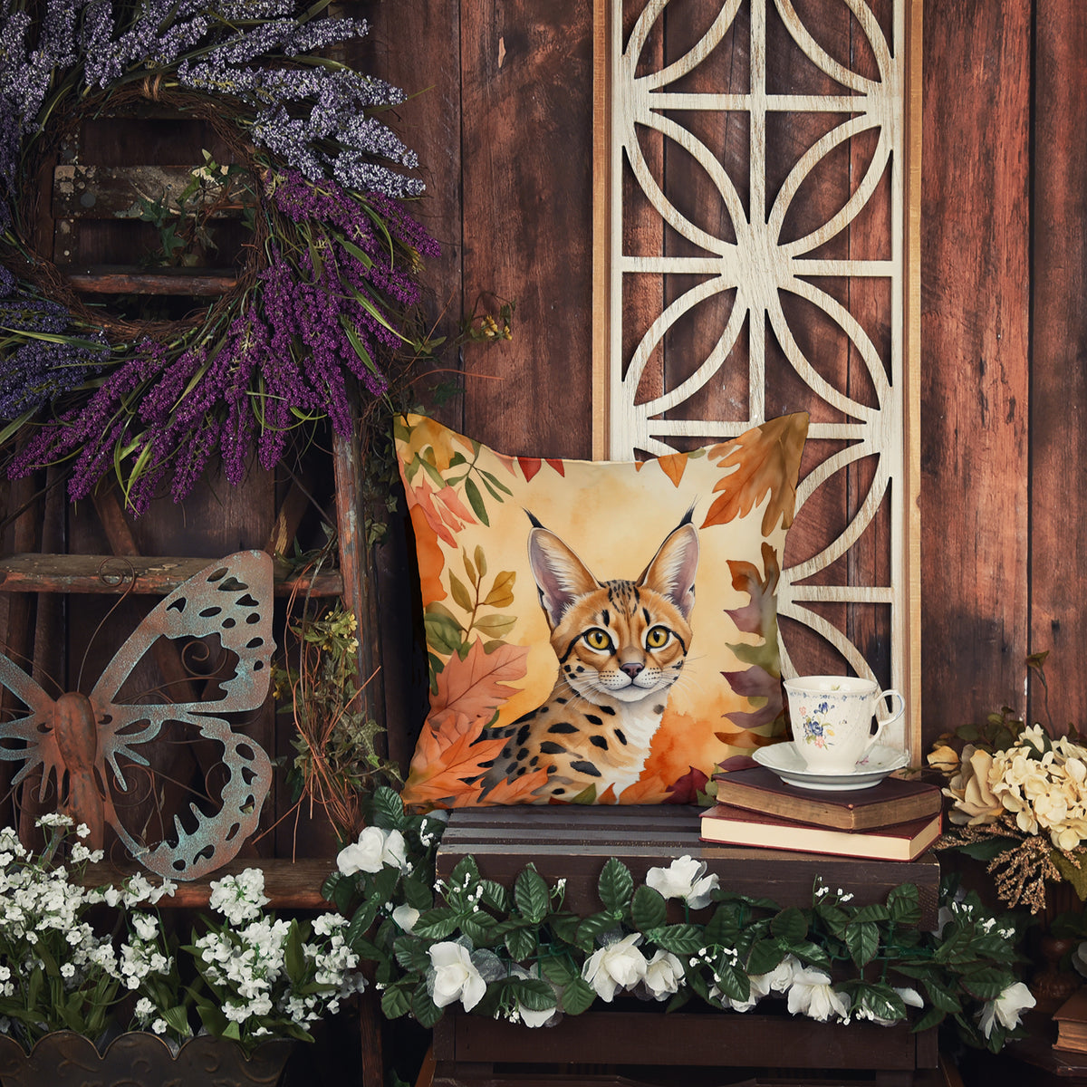 Caroline's Treasures Serengeti Cat in Fall Leaves Throw Pillow Machine Washable, Indoor Outdoor Decorative Pillow for - image 5