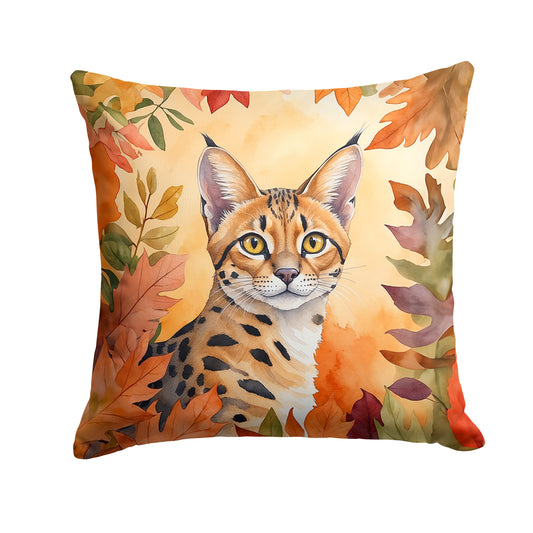 Caroline's Treasures Serengeti Cat in Fall Leaves Throw Pillow Machine Washable, Indoor Outdoor Decorative Pillow for
