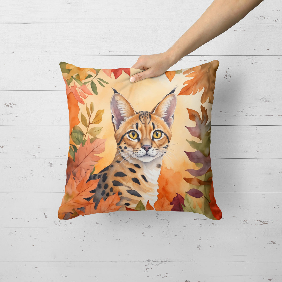 Caroline's Treasures Serengeti Cat in Fall Leaves Throw Pillow Machine Washable, Indoor Outdoor Decorative Pillow for - image 2