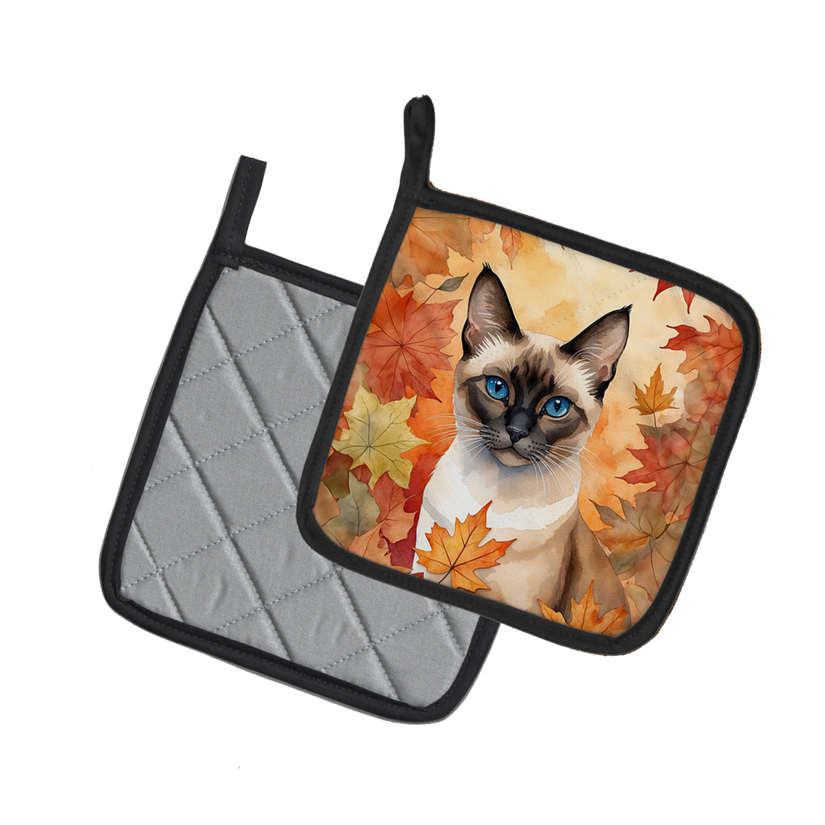 Caroline's Treasures Siamese Cat in Fall Leaves Pair of Pot Holders Kitchen Heat Resistant Pot Holders Sets Oven Hot - image 2