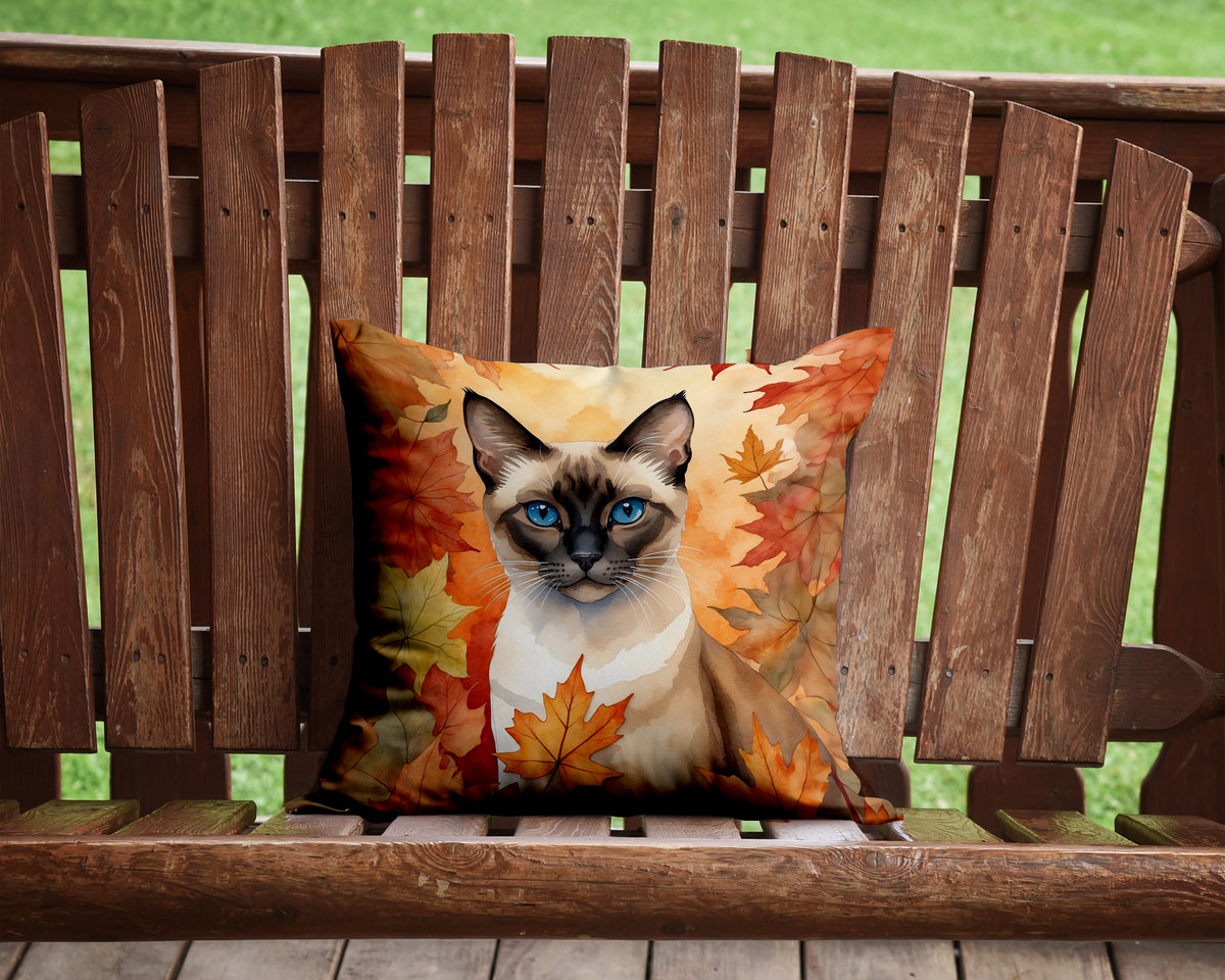 Caroline's Treasures Siamese Cat in Fall Leaves Throw Pillow Machine Washable, Indoor Outdoor Decorative Pillow for - image 2