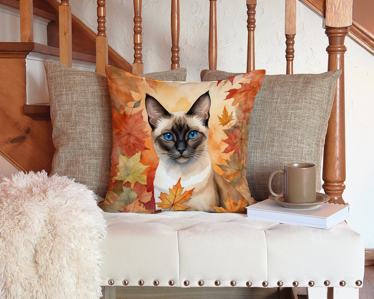 Caroline's Treasures Siamese Cat in Fall Leaves Throw Pillow Machine Washable, Indoor Outdoor Decorative Pillow for - image 3