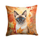Caroline's Treasures Siamese Cat in Fall Leaves Throw Pillow Machine Washable, Indoor Outdoor Decorative Pillow for