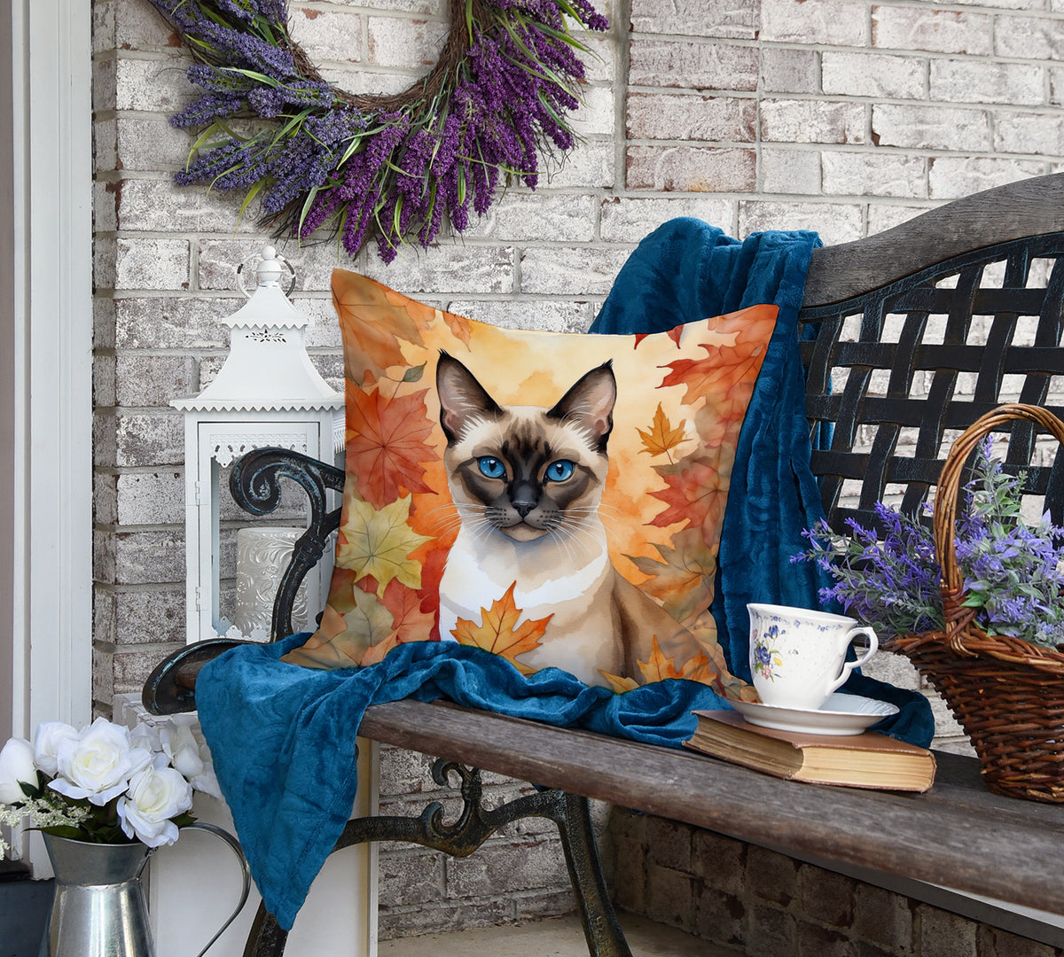 Caroline's Treasures Siamese Cat in Fall Leaves Throw Pillow Machine Washable, Indoor Outdoor Decorative Pillow for - image 4