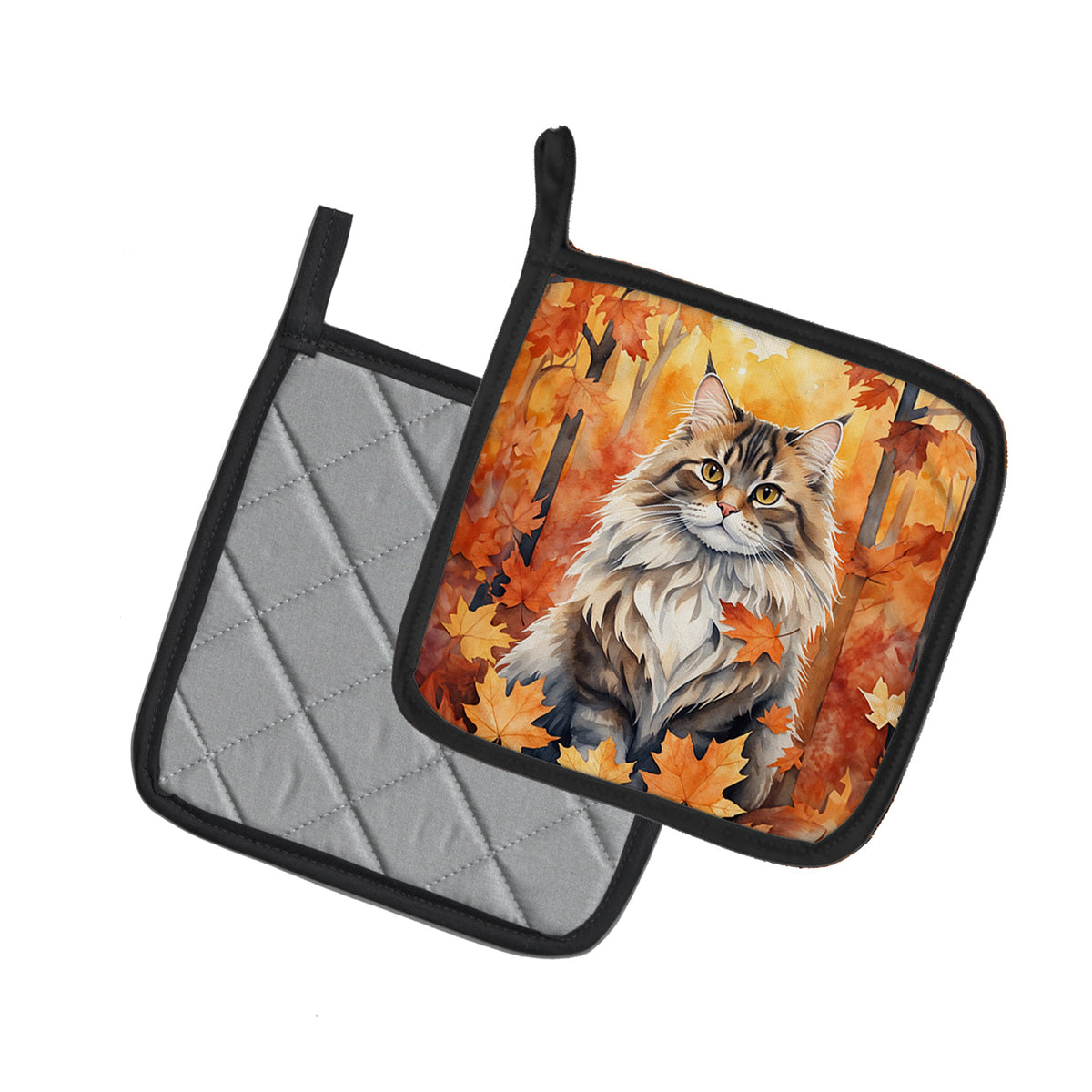Caroline's Treasures Siberian Cat in Fall Leaves Pair of Pot Holders Kitchen Heat Resistant Pot Holders Sets Oven Hot - image 2