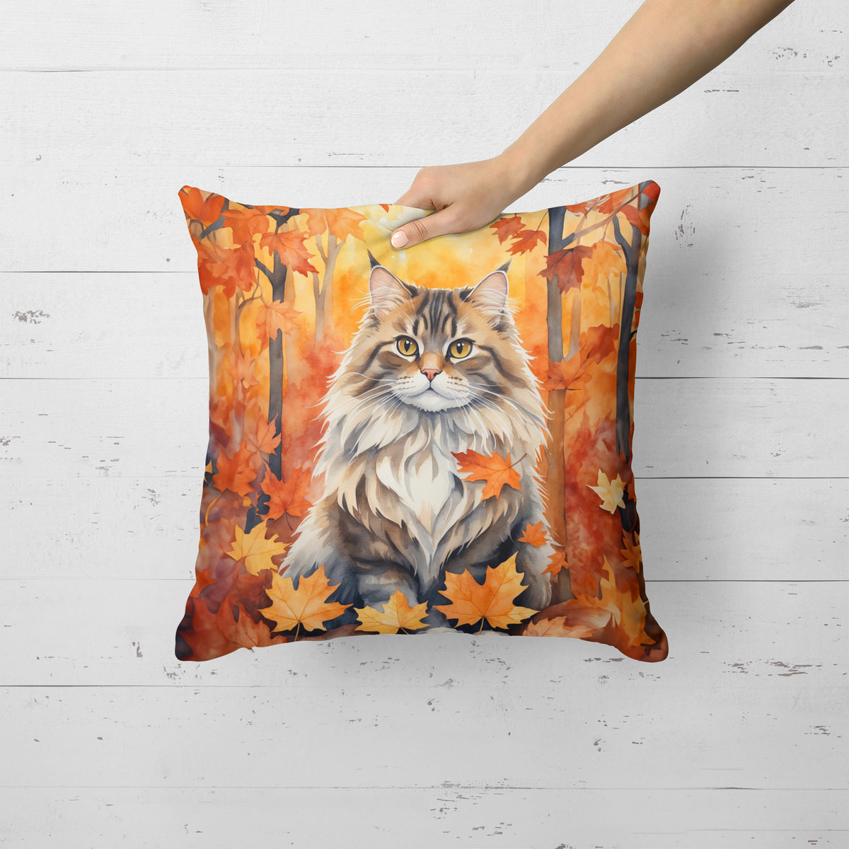 Caroline's Treasures Siberian Cat in Fall Leaves Throw Pillow Machine Washable, Indoor Outdoor Decorative Pillow for - image 2